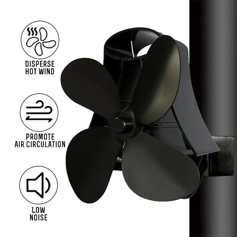 4-Blade Fireplace Stove Fan | Heat Powered | Aluminum (Variant)