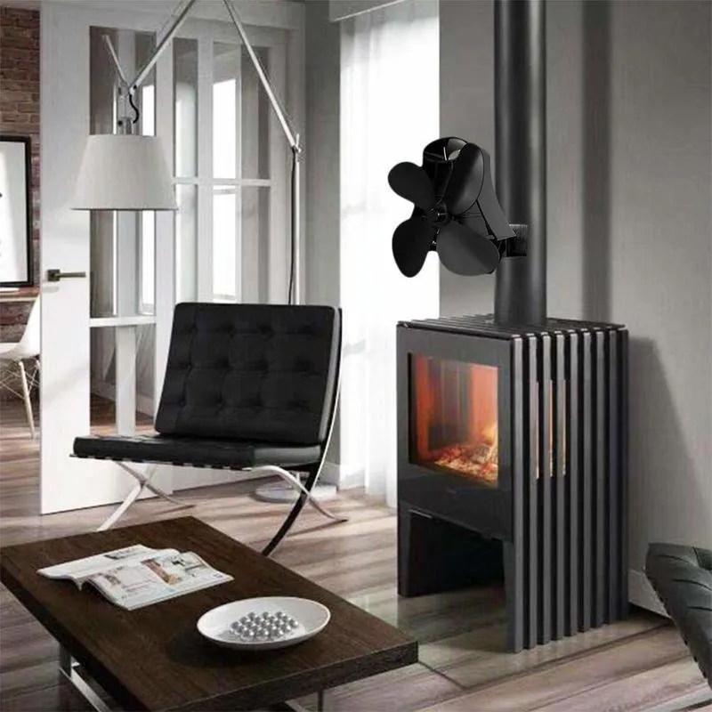 4-Blade Fireplace Stove Fan | Heat Powered | Aluminum