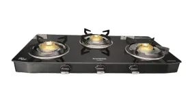 Crompton CKT-FPR753-MSB 3 Burner Gas Stove 3 Burner Gas Stove | Dual Drip Trays | 1 Jumbo, 1 Medium and 1 Small Brass Burner