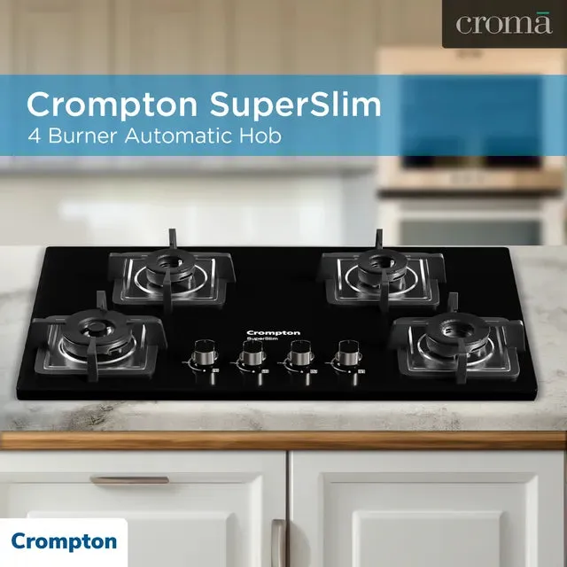 Crompton TAB-SUHB654-MBL SuperSlim Hobs Half Brass 65cm 4 Burners Midnight Black