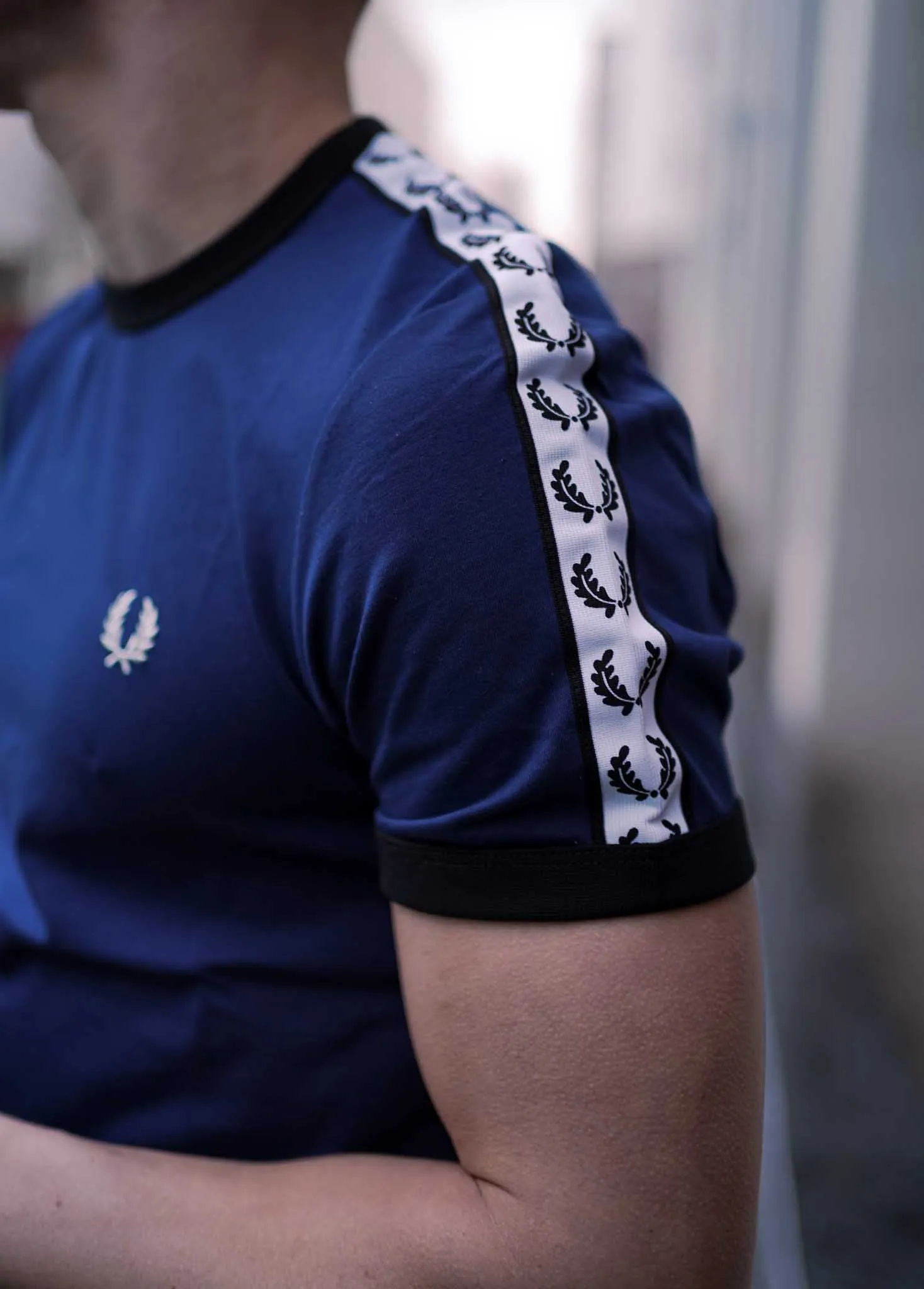 Geklebtes Ringer-T-Shirt - French Navy