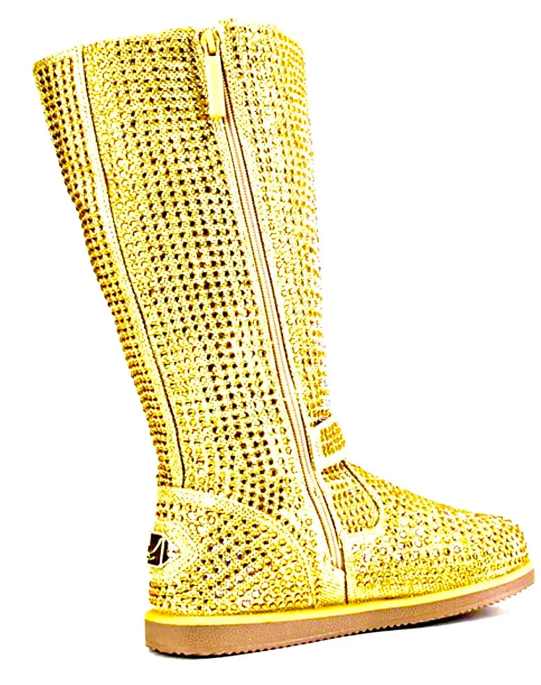 Gold Rhinestone Swarovski Crystal Boots