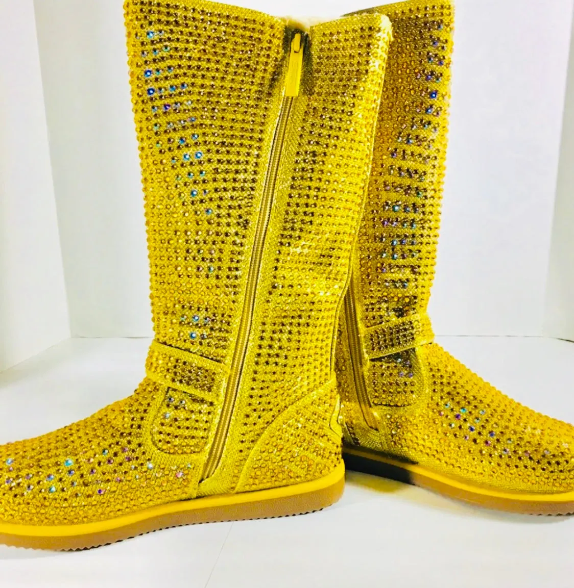 Gold Rhinestone Swarovski Crystal Boots