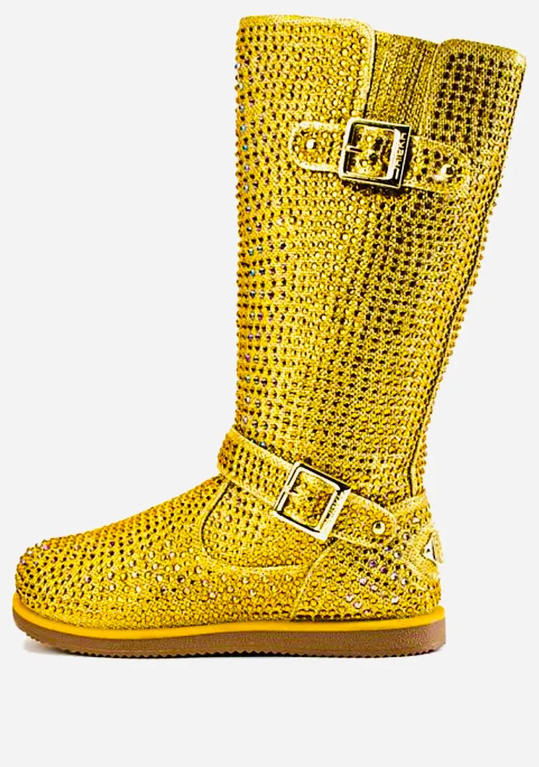 Gold Rhinestone Swarovski Crystal Boots