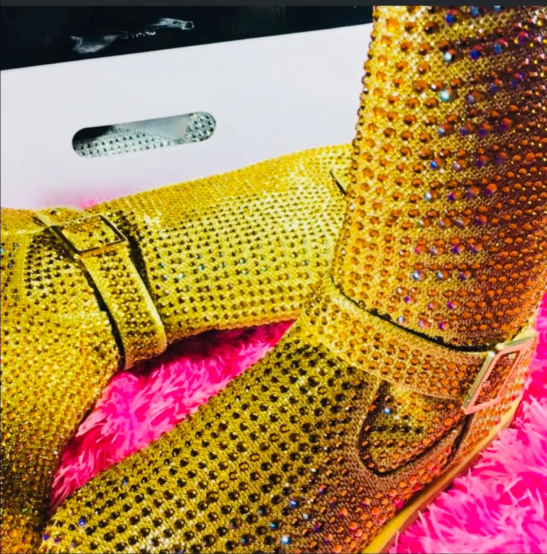 Gold Rhinestone Swarovski Crystal Boots