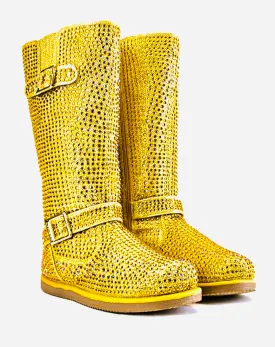 Gold Rhinestone Swarovski Crystal Boots