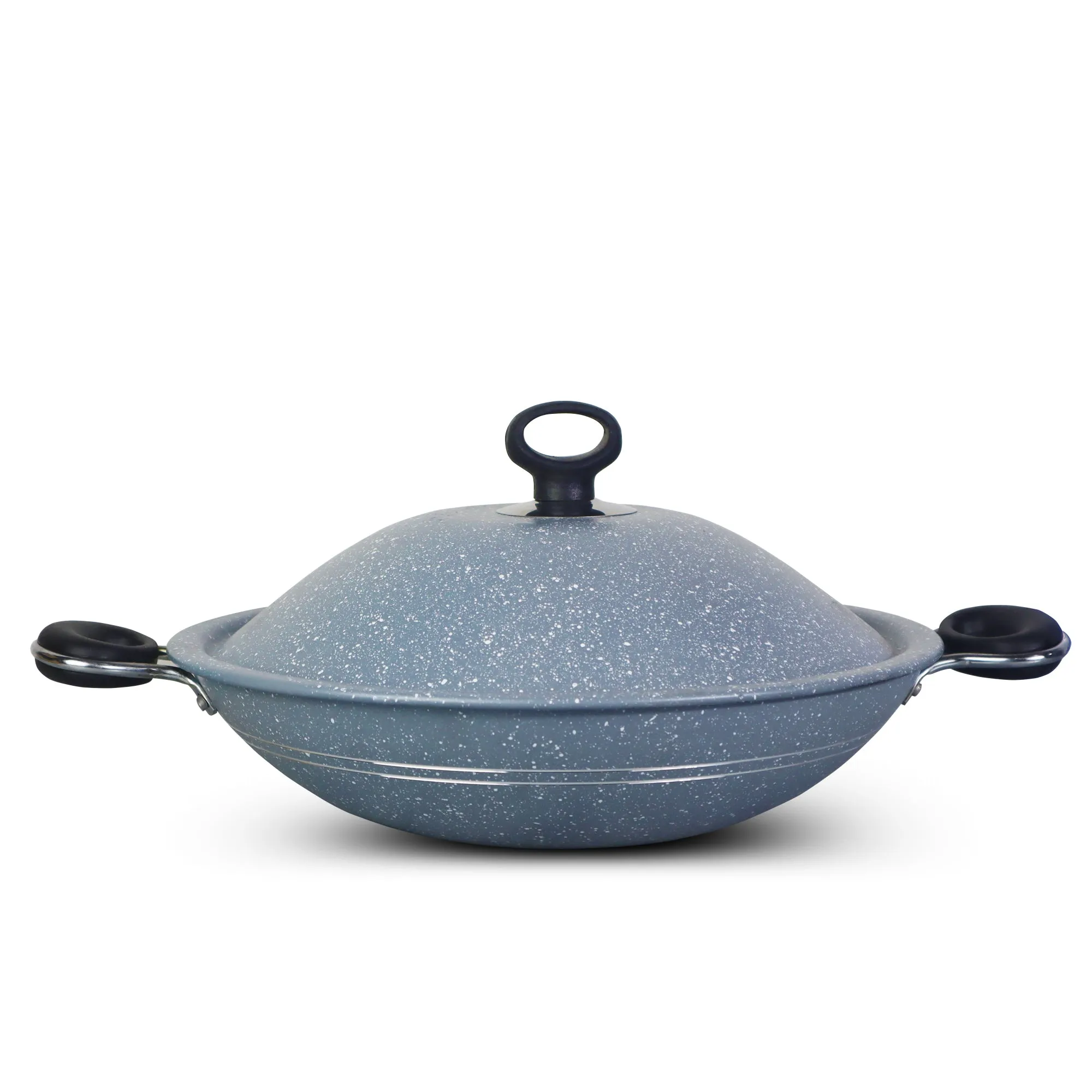 Non Stick Marble Coated Queen Wok (Karahi) - Grey