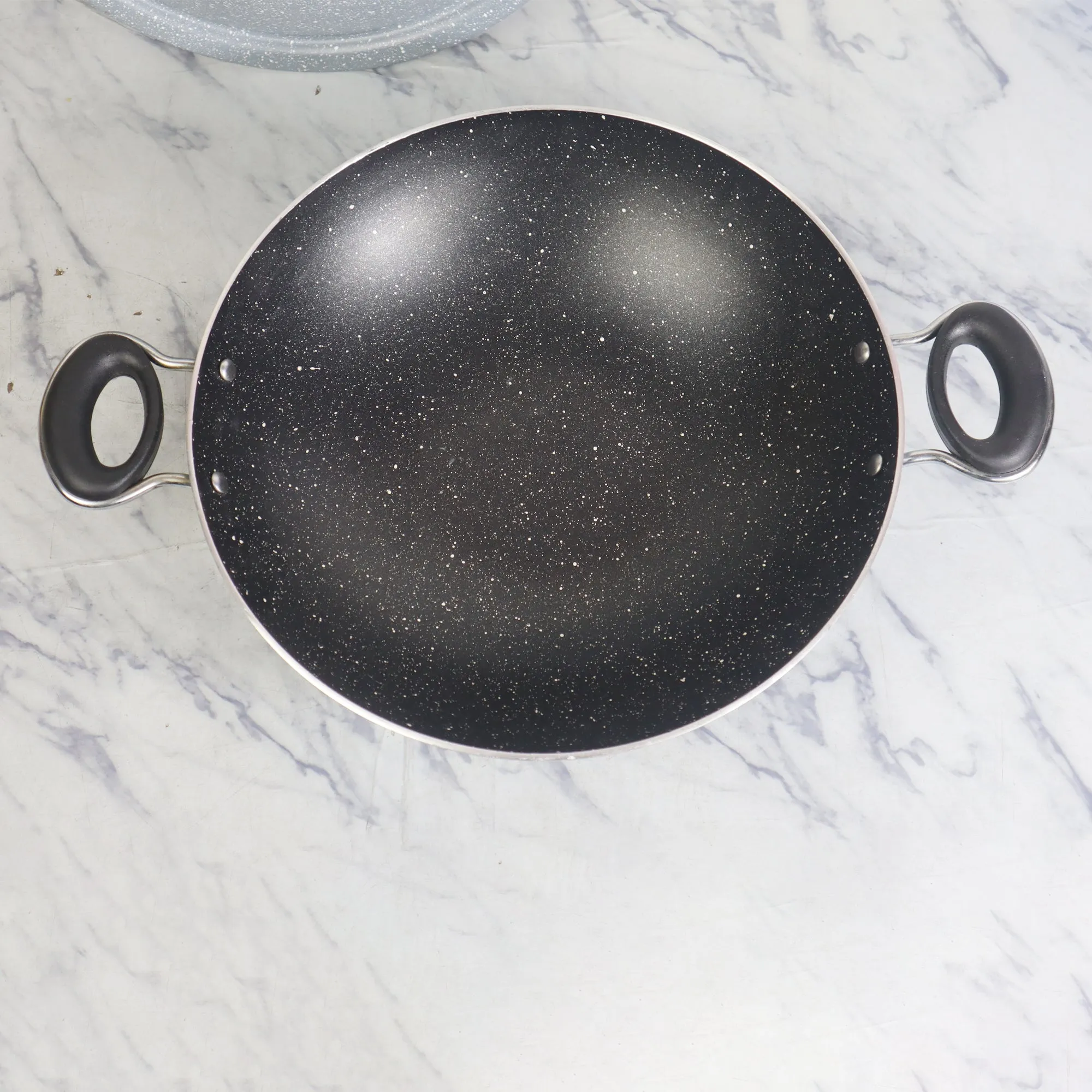 Non Stick Marble Coated Queen Wok (Karahi) - Grey