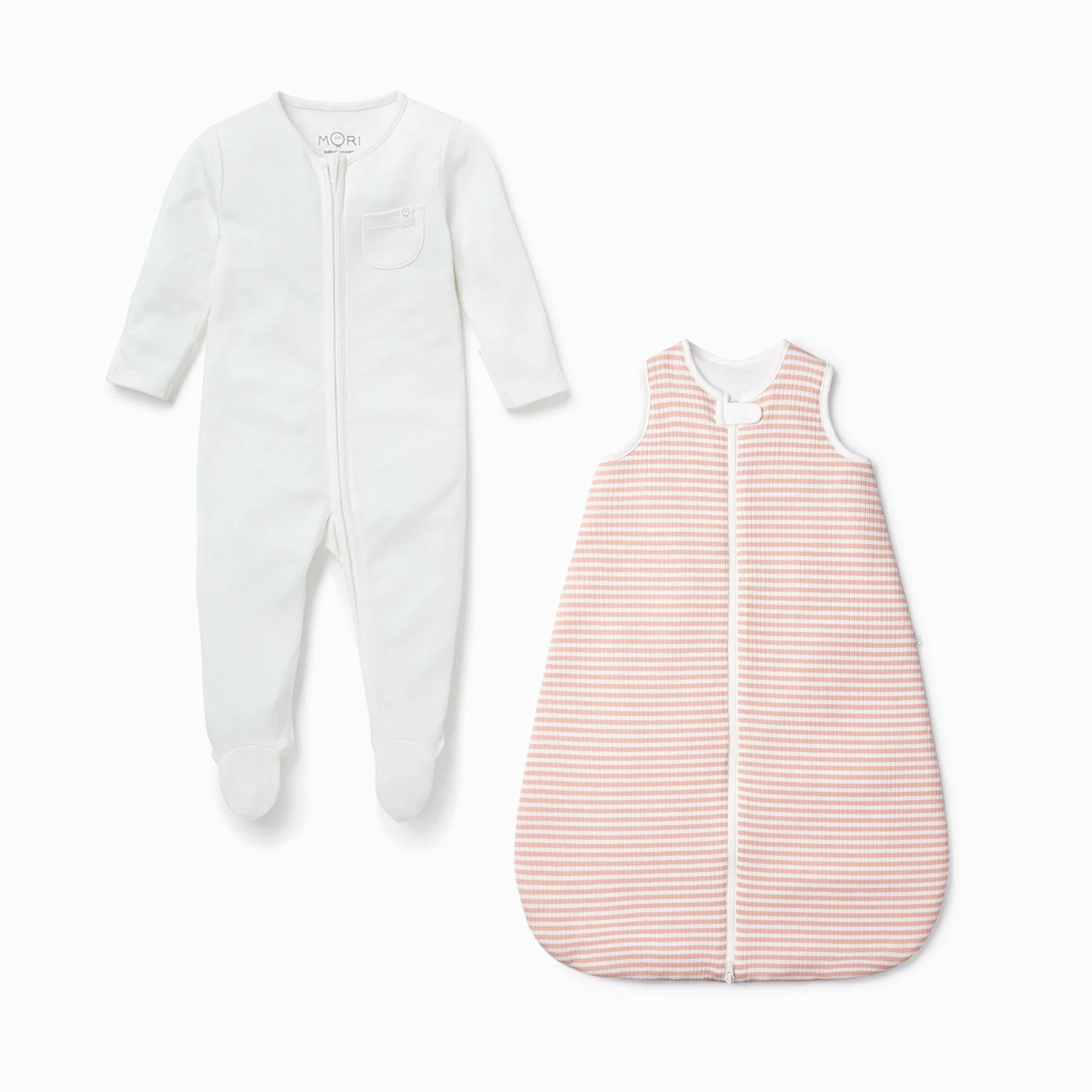 Pink Stripe Front Opening Bedtime Set 1.5 TOG