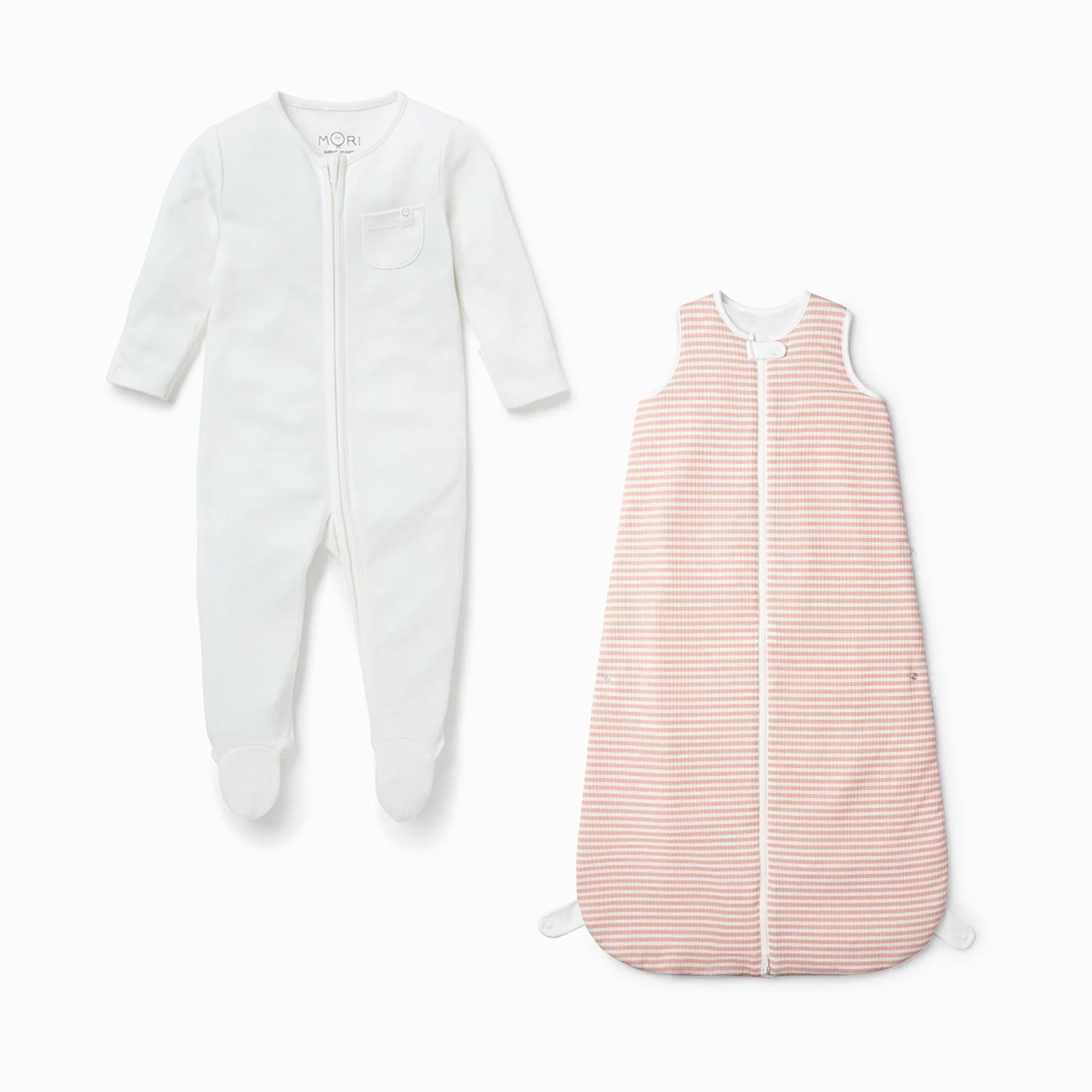 Pink Stripe Front Opening Bedtime Set 1.5 TOG