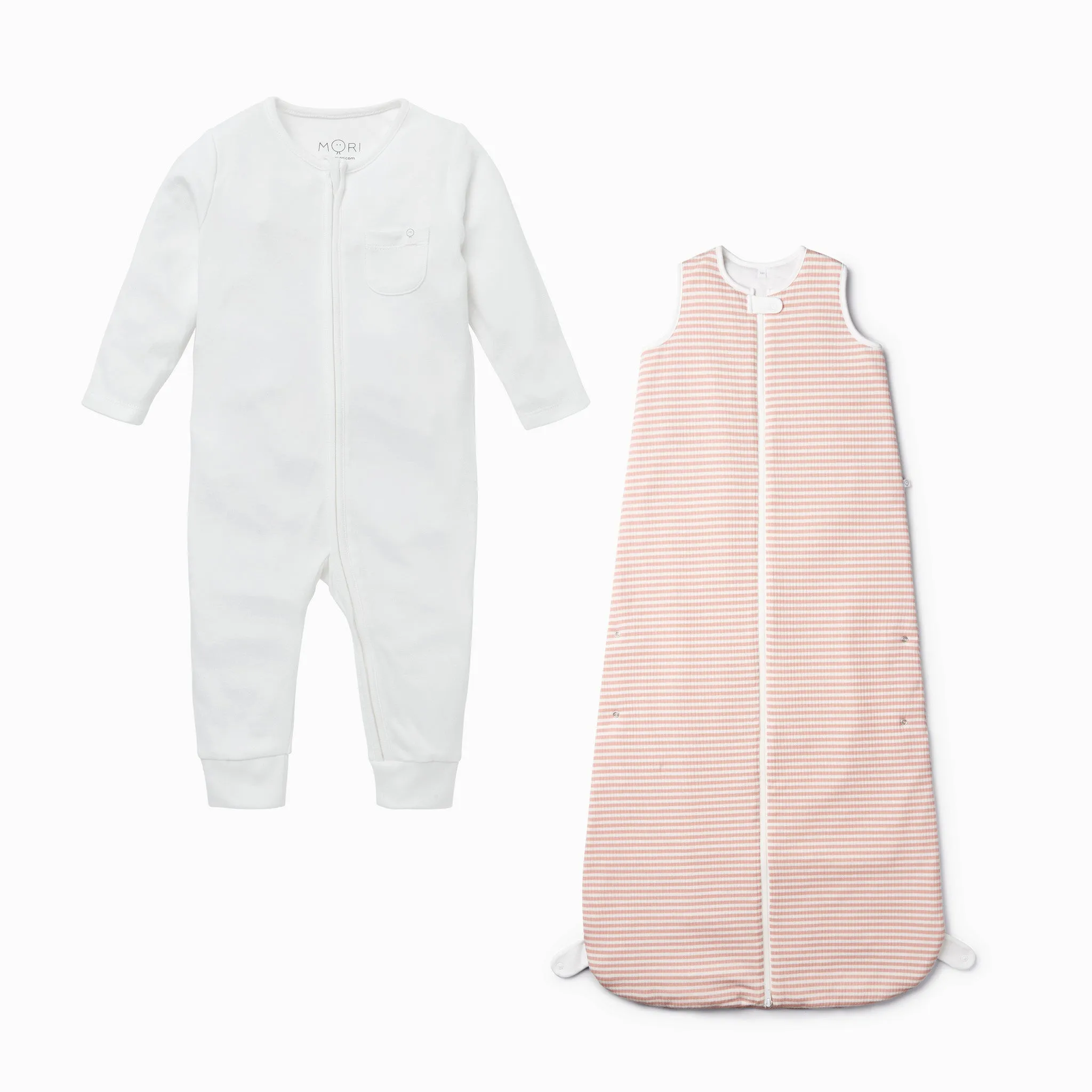 Pink Stripe Front Opening Bedtime Set 1.5 TOG