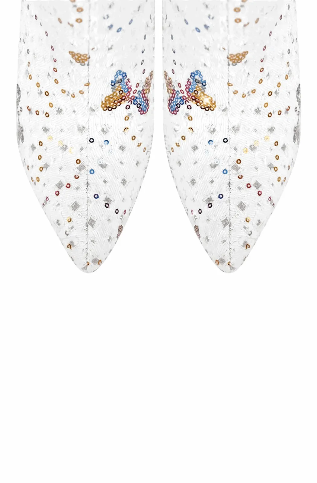 Plus size rainbow sequined butterfly boots