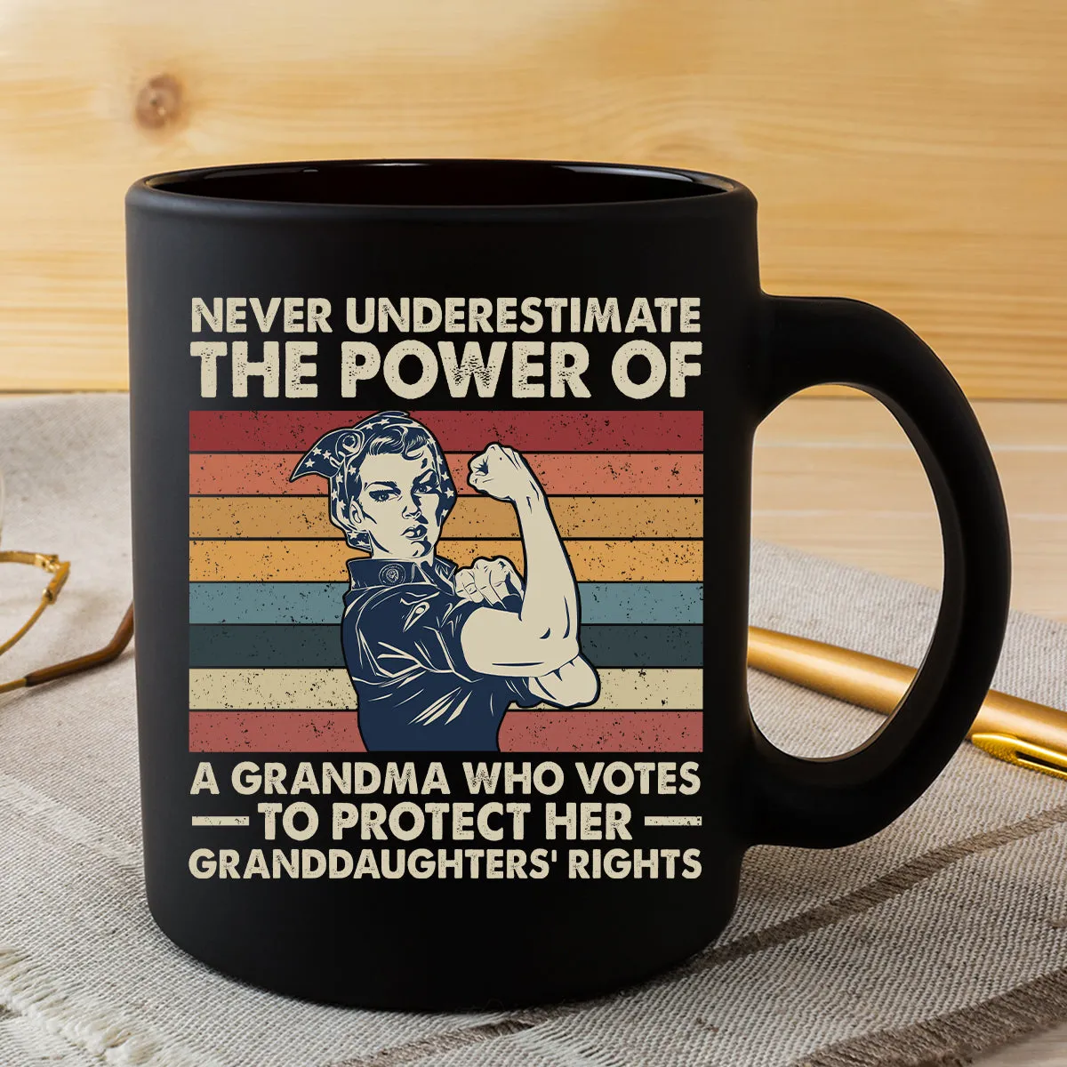Teesdily | Women Rights Shirt, Never Underestimate The Power Of A Grandma Tee Sweatshirt Hoodie Mug, Women Power Gifts, Retro Style Art Shirt