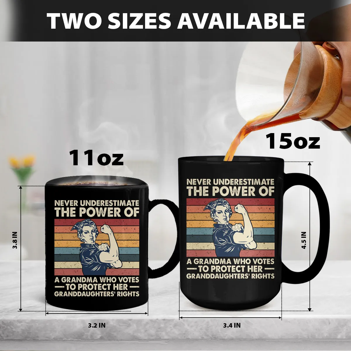 Teesdily | Women Rights Shirt, Never Underestimate The Power Of A Grandma Tee Sweatshirt Hoodie Mug, Women Power Gifts, Retro Style Art Shirt