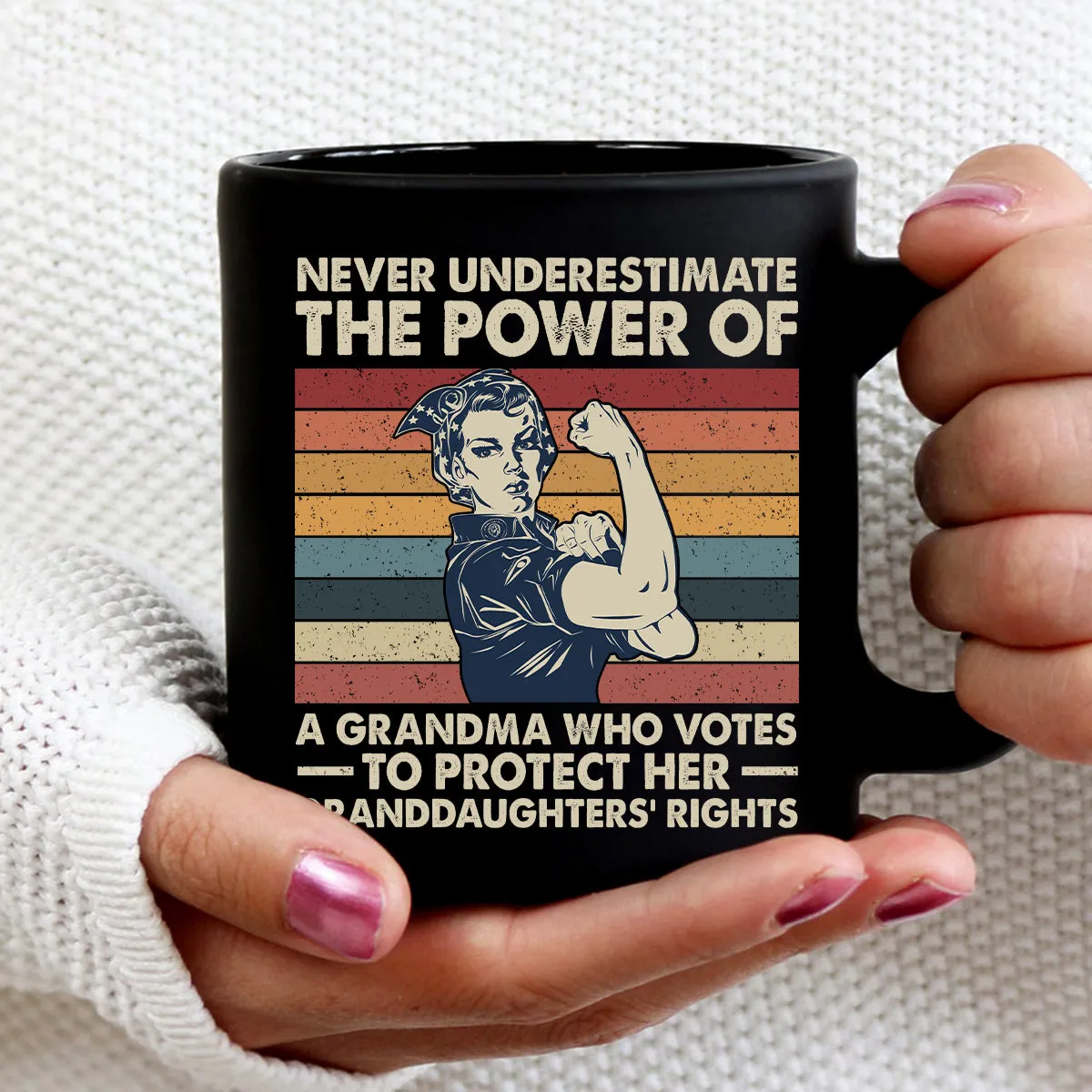 Teesdily | Women Rights Shirt, Never Underestimate The Power Of A Grandma Tee Sweatshirt Hoodie Mug, Women Power Gifts, Retro Style Art Shirt
