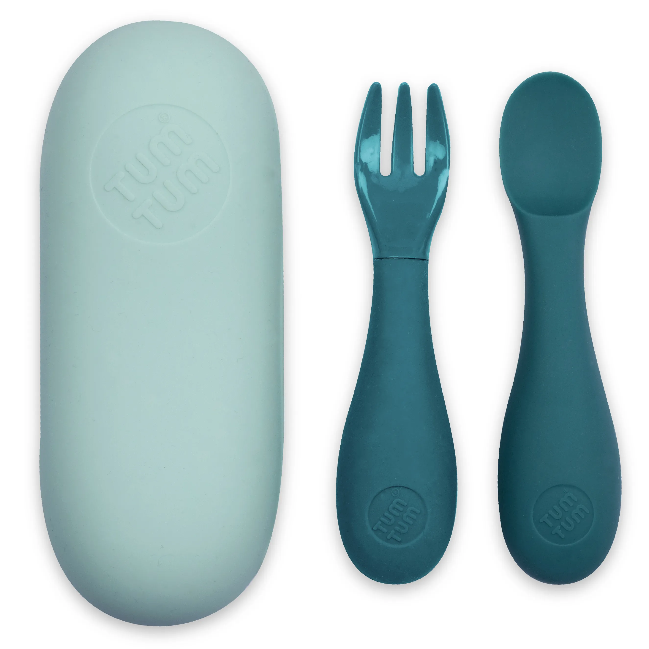 TUM TUM Baby Cutlery With Case, Baby Spoon & Fork Set, Baby Cutlery For Babies, First Self Feeding Cutlery, 6m , Blue