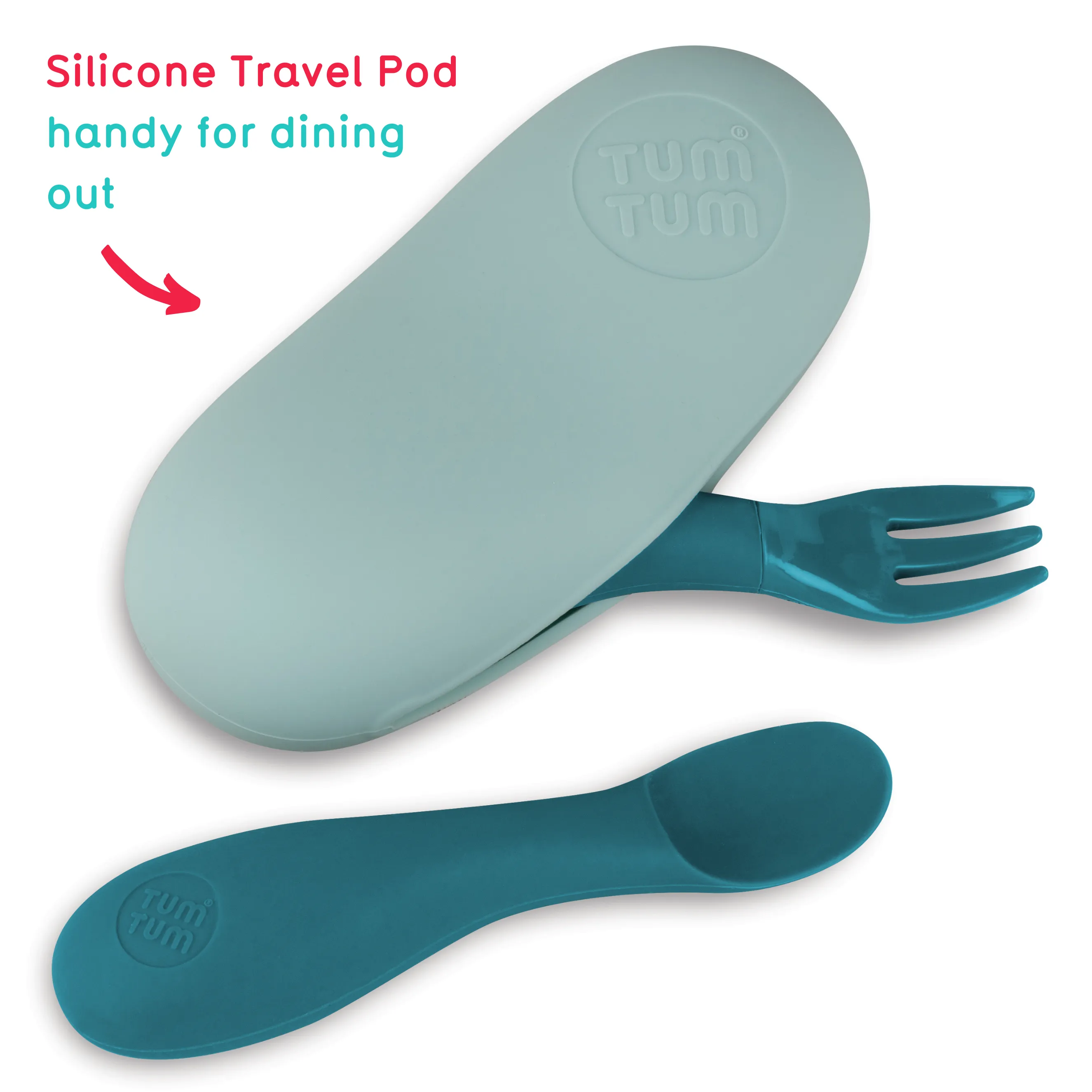 TUM TUM Baby Cutlery With Case, Baby Spoon & Fork Set, Baby Cutlery For Babies, First Self Feeding Cutlery, 6m , Blue