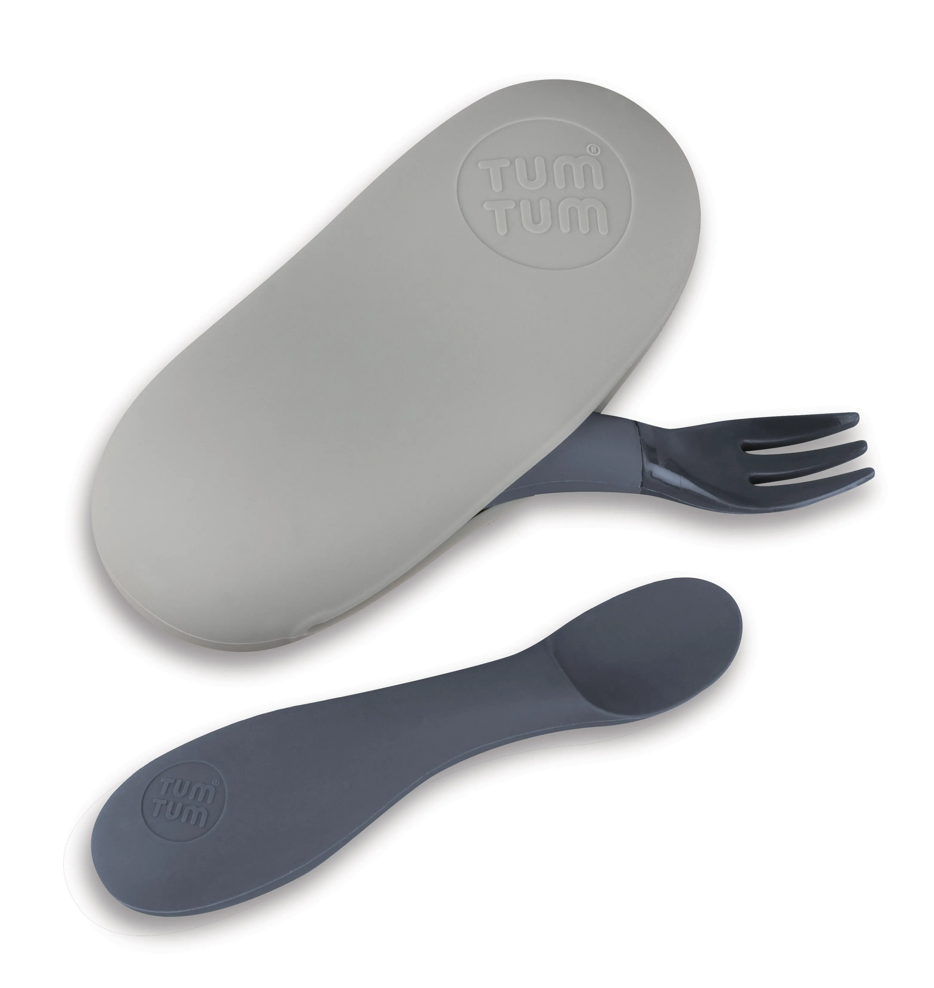 TUM TUM Baby Cutlery With Case, Baby Spoon & fork Set, Baby Cutlery For Babies, First Self Feeding Cutlery, 6m ,Grey